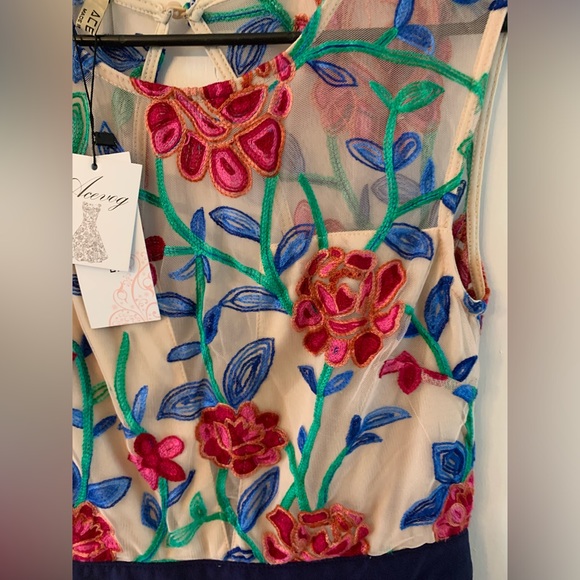 Acevog Embroidered Top Dress With Blue Bottom Small‎ NWT - Picture 3 of 4